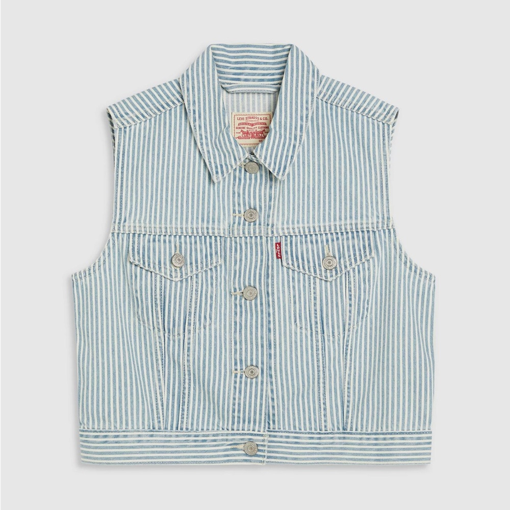 Levi's Light Blue Striped Denim Vest